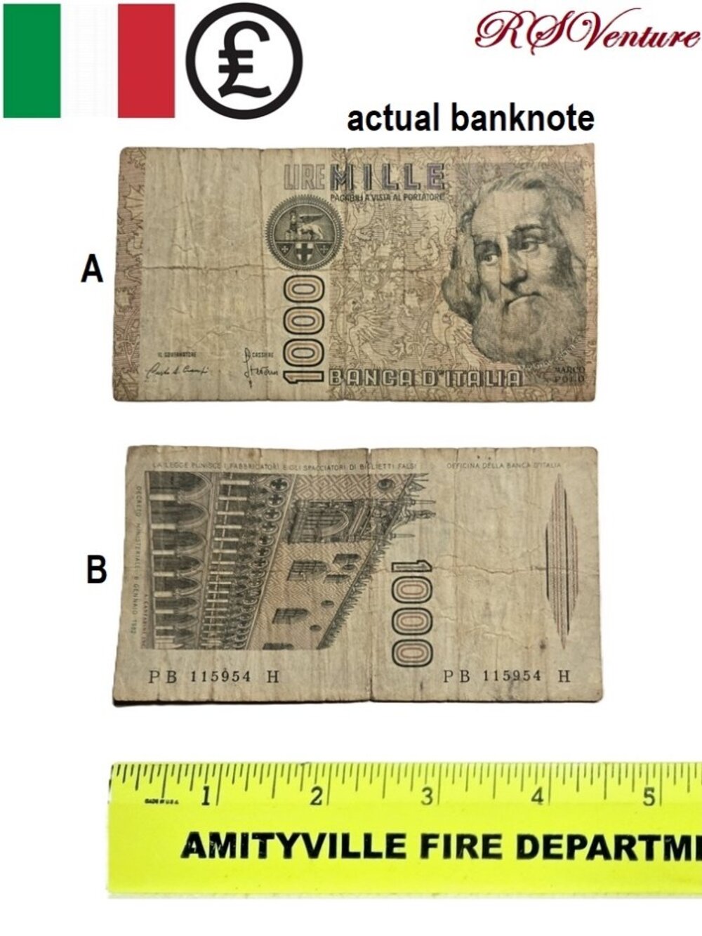 Vintage 1982 Italian 1000 Lire Banknote